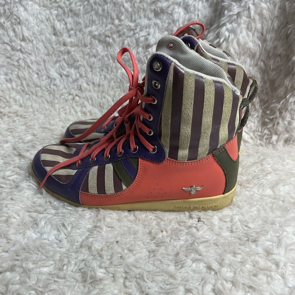 Creative Recreation leather multi stripes Galow  lace up high top sneakers SZ8.5